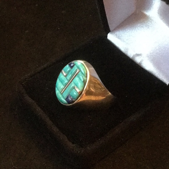 Gentlemen’s Genuine Turquoise Ring - Picture 7 of 8